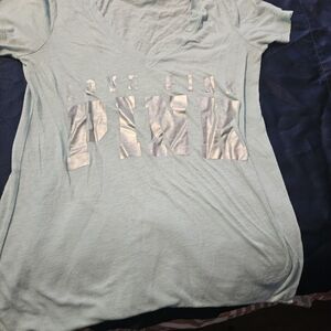 PINK Victoria's Secret Light Blur V-Neck Tee Metalic Lettering